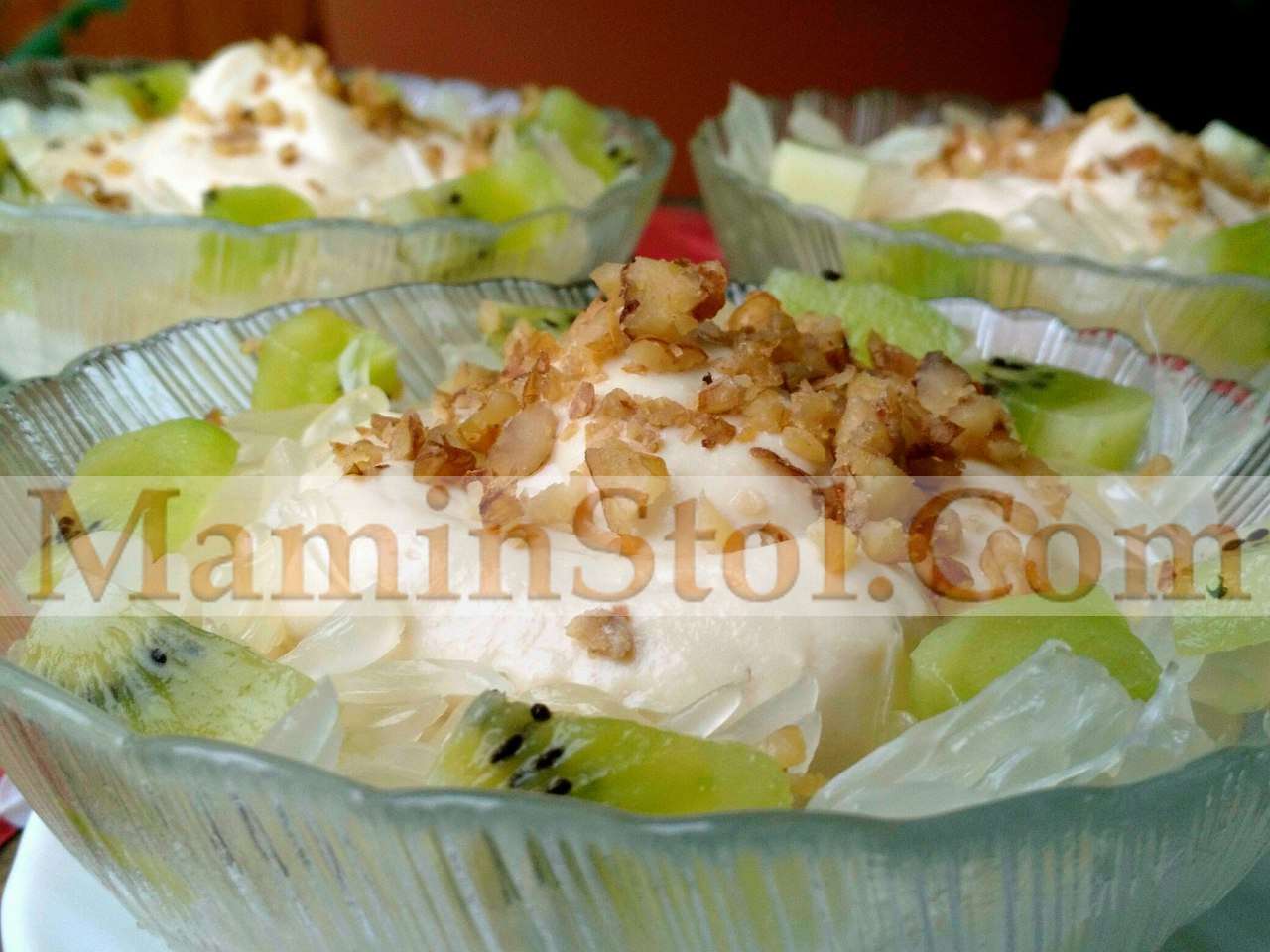 Творожный десерт из тофу с помело и киви Творожный десерт из тофу с помело и киви