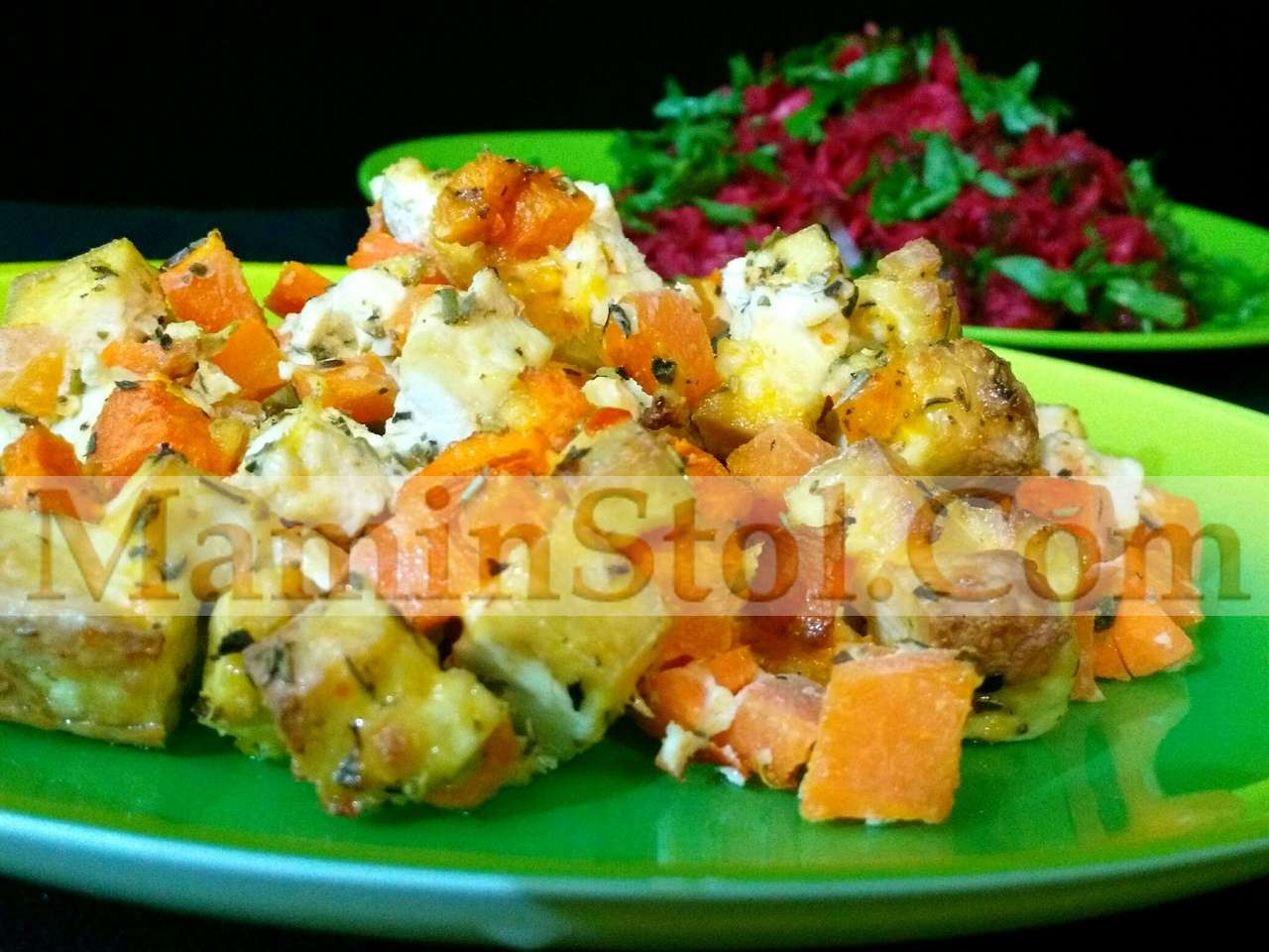 Тофу с морковью в 'кляре'