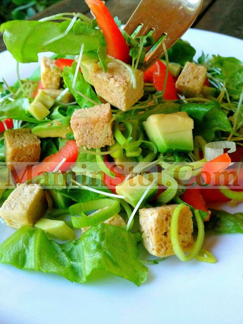 Салат овощной с тофу и проростками Салат овощной с тофу и проростками