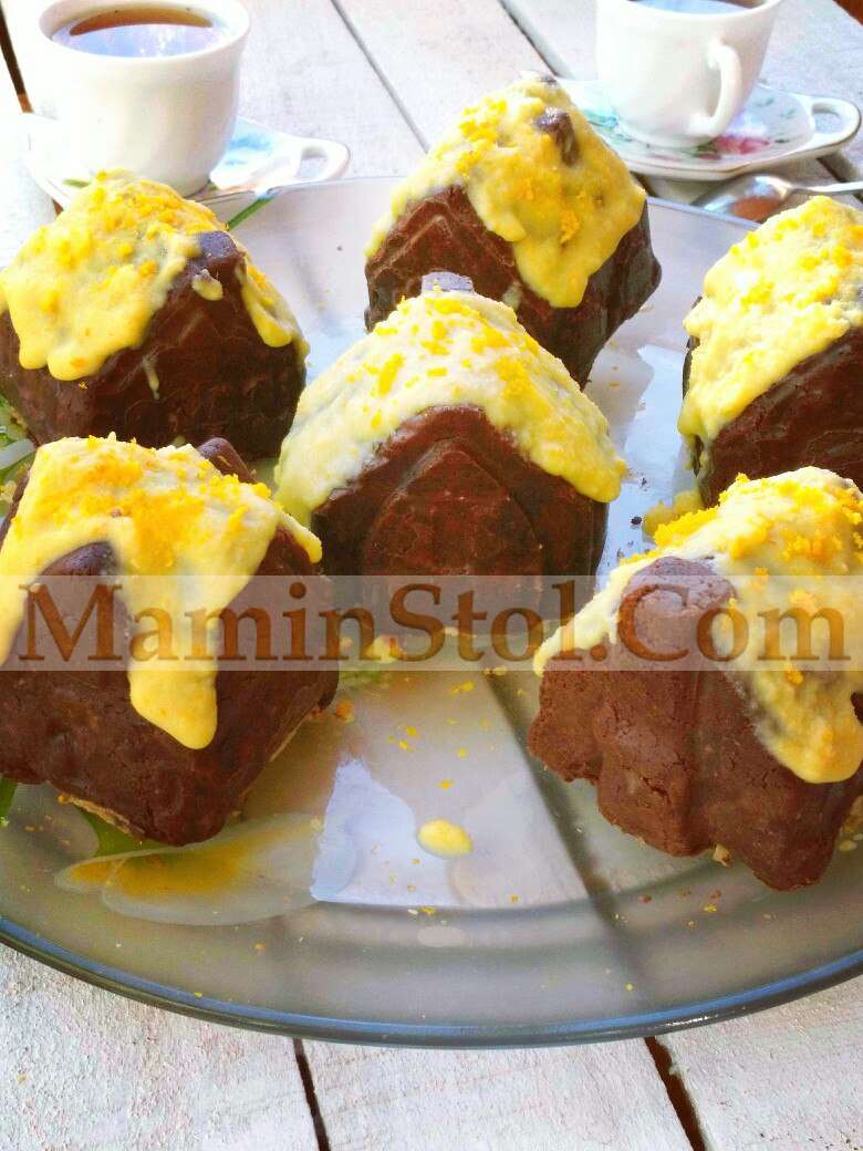 Шоколадные пирожные с апельсиновой начинкой без выпечки