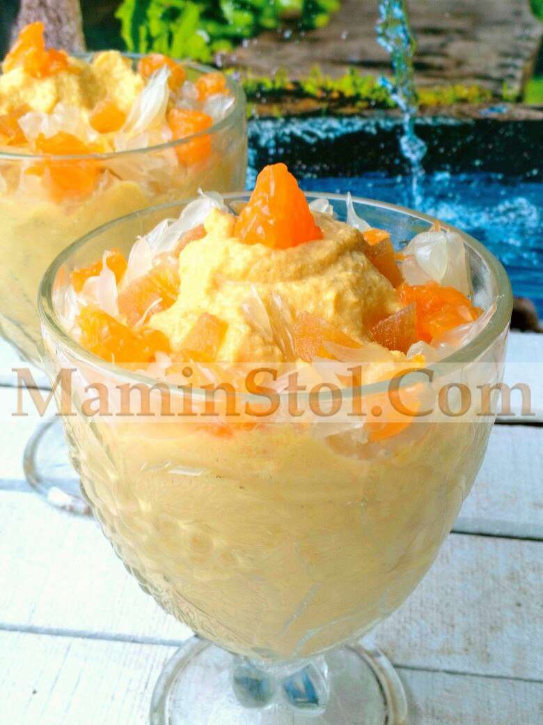 Тыквенный творожок из тофу с помело, мандарином и ананасом Тыквенный творожок из тофу с помело, мандарином и ананасом