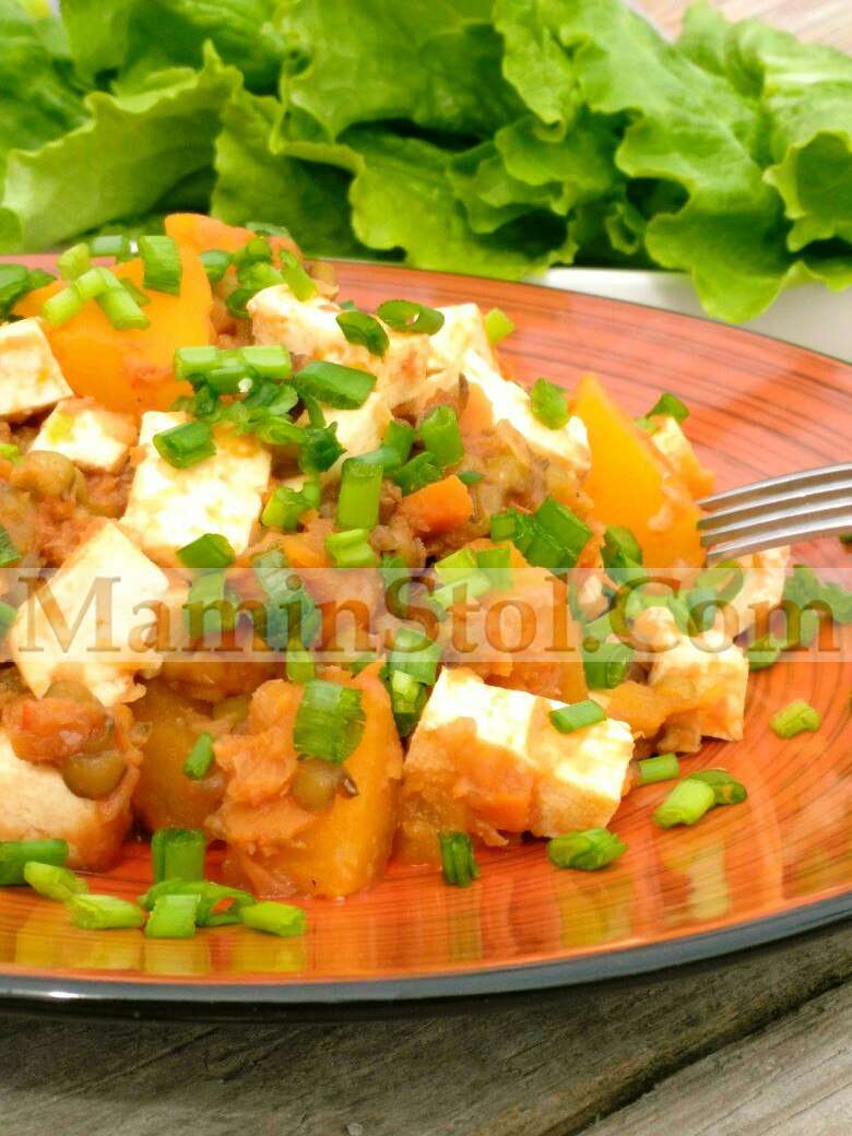 Рагу из тыквы с машем и тофу