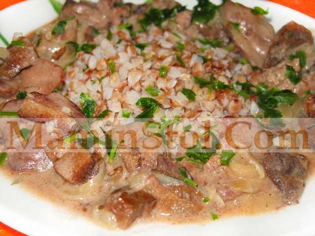 Печень с грибами Печень с грибами